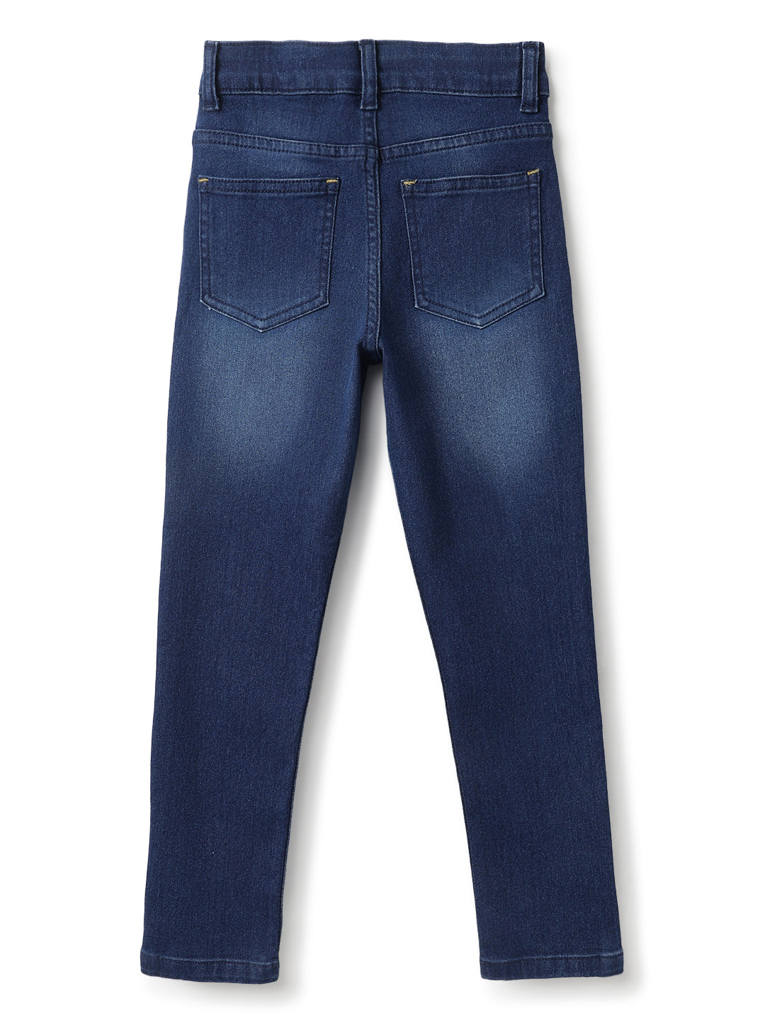 Boys Mid Blue Whisker Slim Fit Stretchable Denim Jeans
