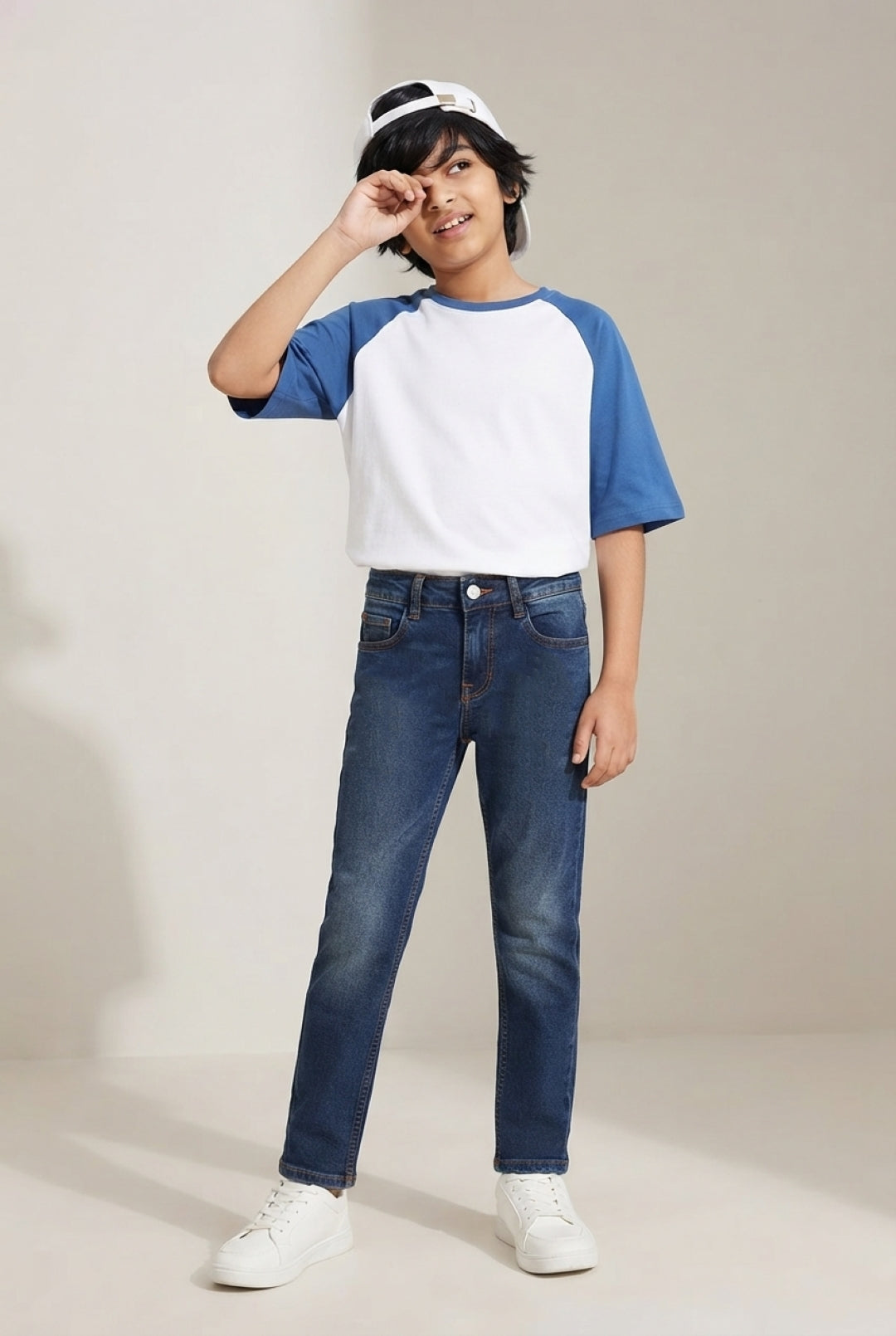 Boys Khakhi Tint Stretchable Denim Jeans