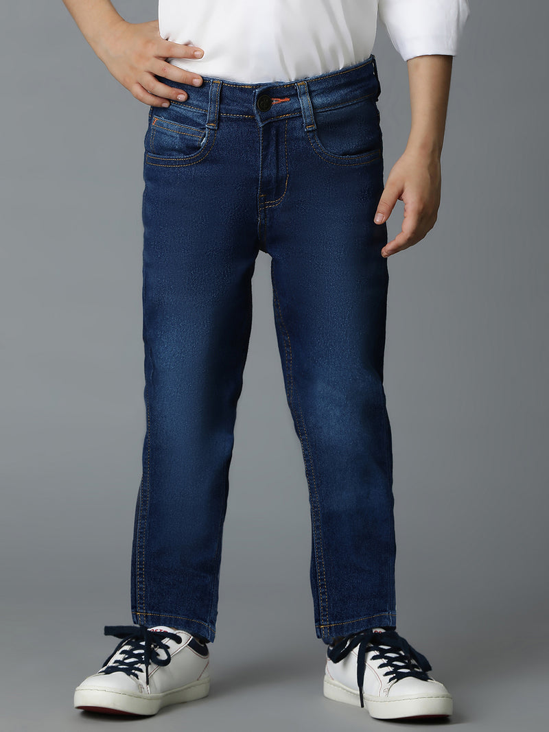 Boys Coated Blue Slim Fit Stretchable Denim Jeans