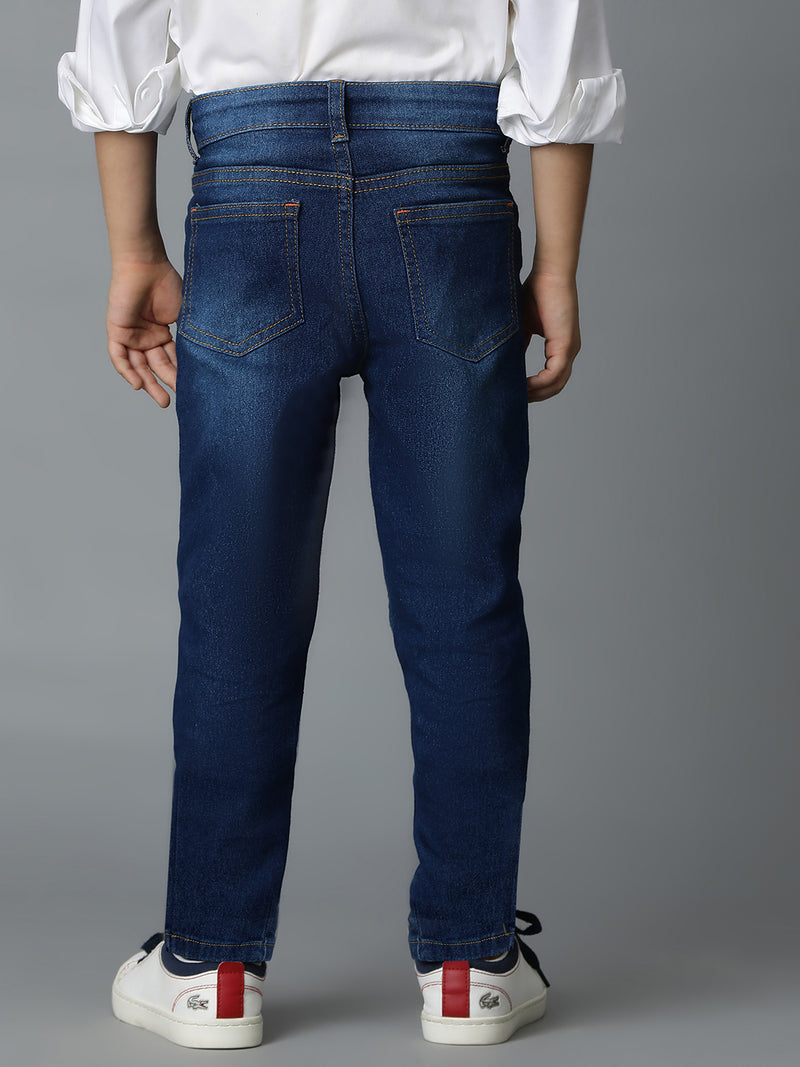 Boys Coated Blue Slim Fit Stretchable Denim Jeans