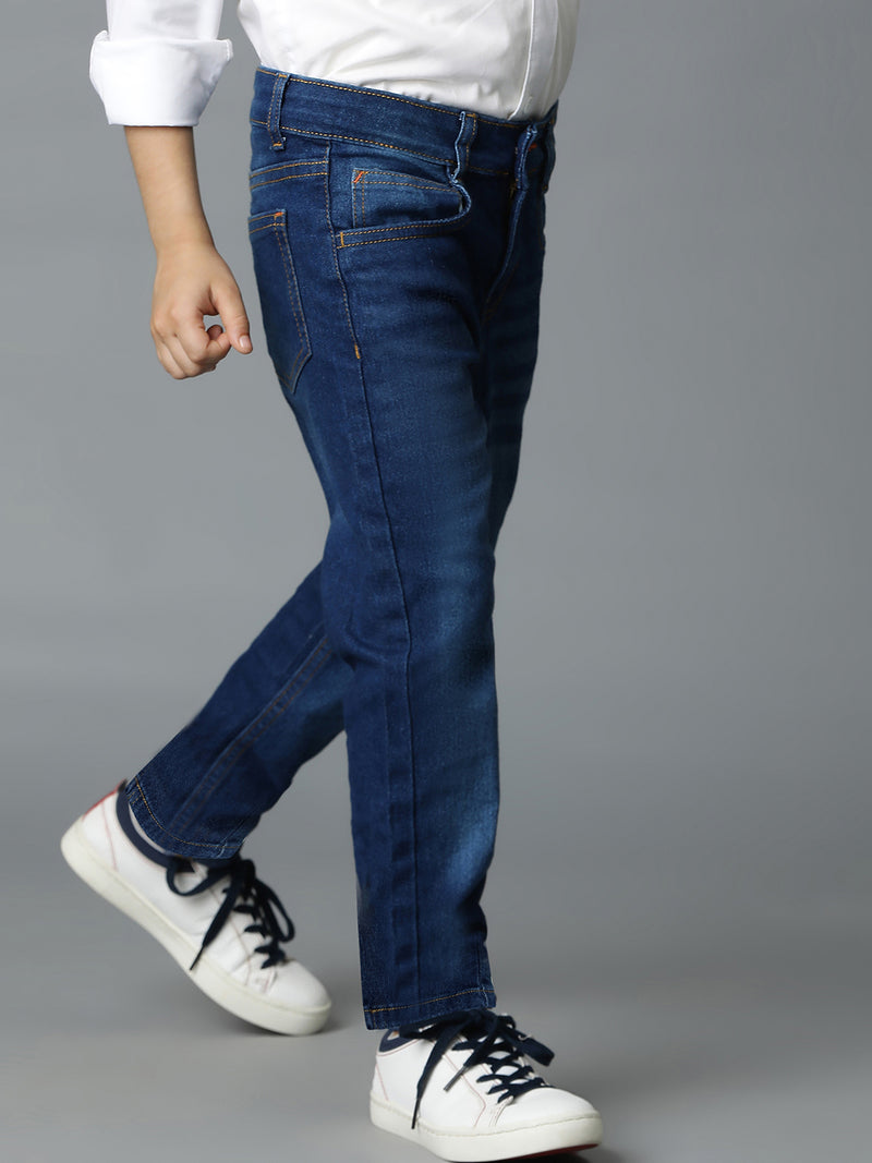 Boys Coated Blue Slim Fit Stretchable Denim Jeans