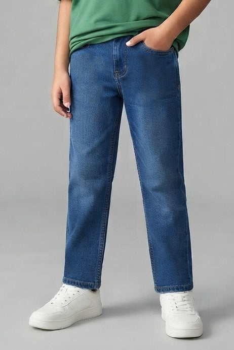 Boys Coated Blue Slim Fit Stretchable Denim Jeans