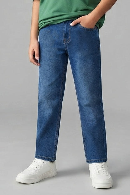 Boys Coated Blue Slim Fit Stretchable Denim Jeans