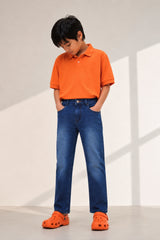 Boys Basic Dark Blue Casual Jeans