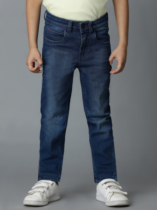 BOYS MID BLUE WHISKERED CASUAL JEANS