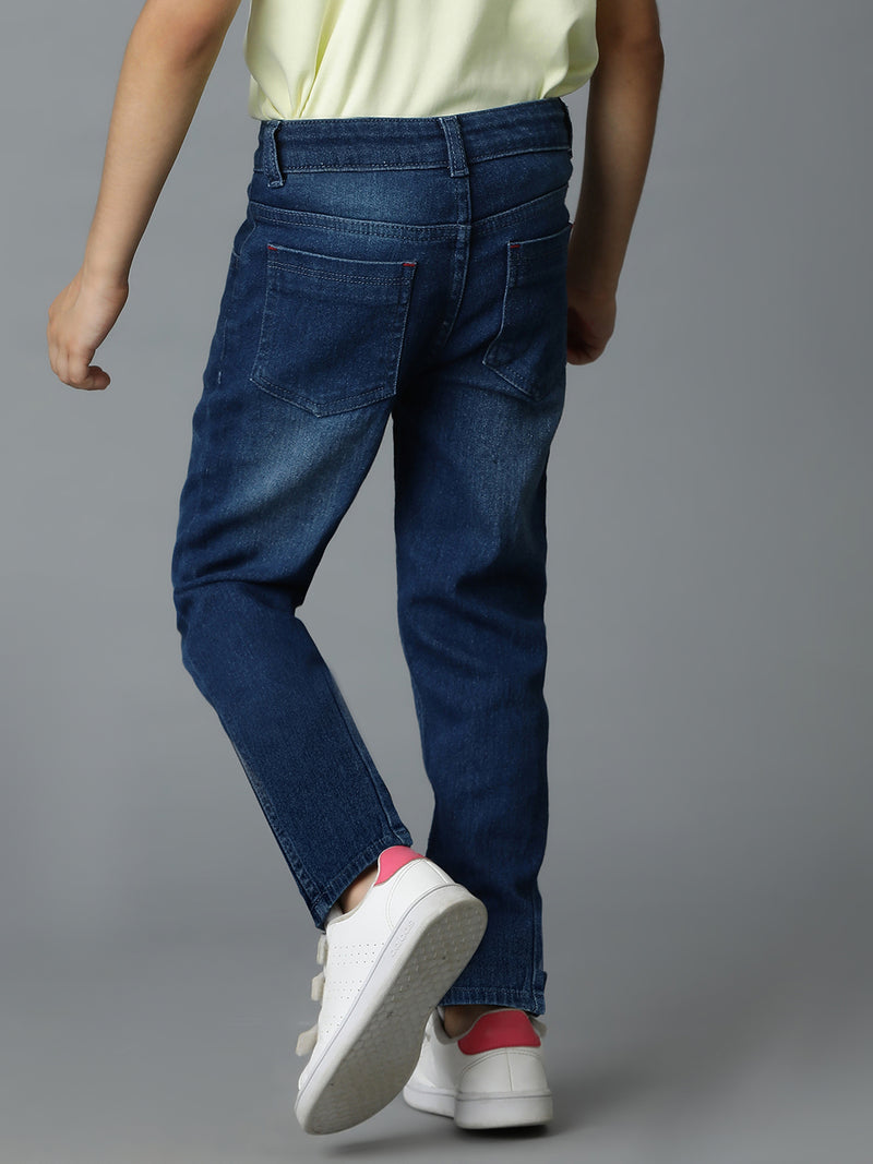 BOYS MID BLUE WHISKERED CASUAL JEANS