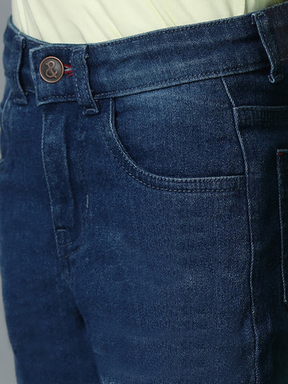 BOYS MID BLUE WHISKERED CASUAL JEANS