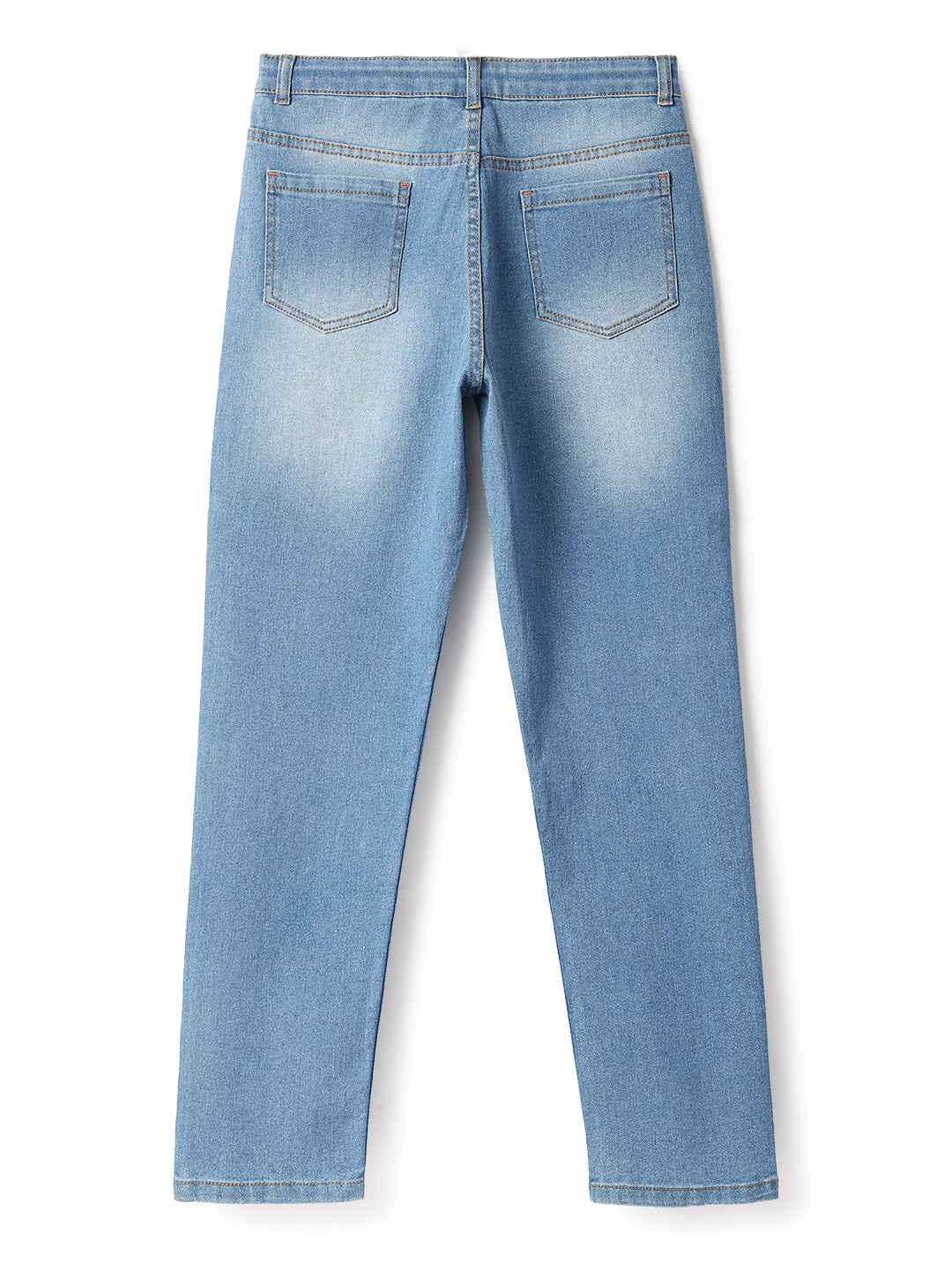 Boys Light Blue Whiskered Denim Slim Fit Jeans