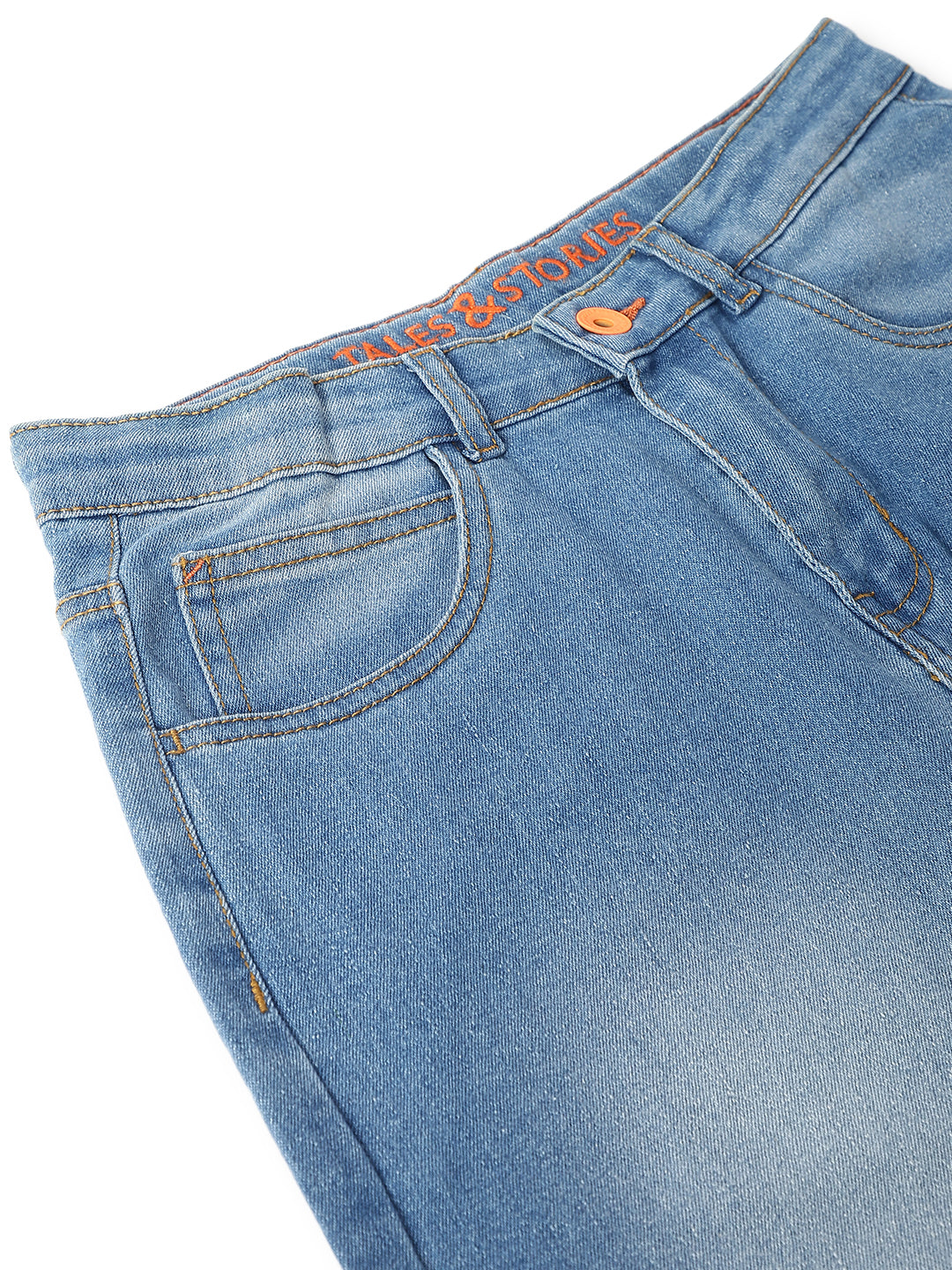 Boys Light Blue Whiskered Denim Slim Fit Jeans