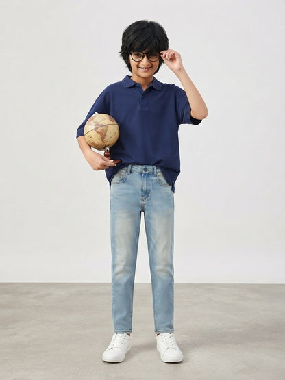 Boys Light Blue Rinse Casual Denim Jeans