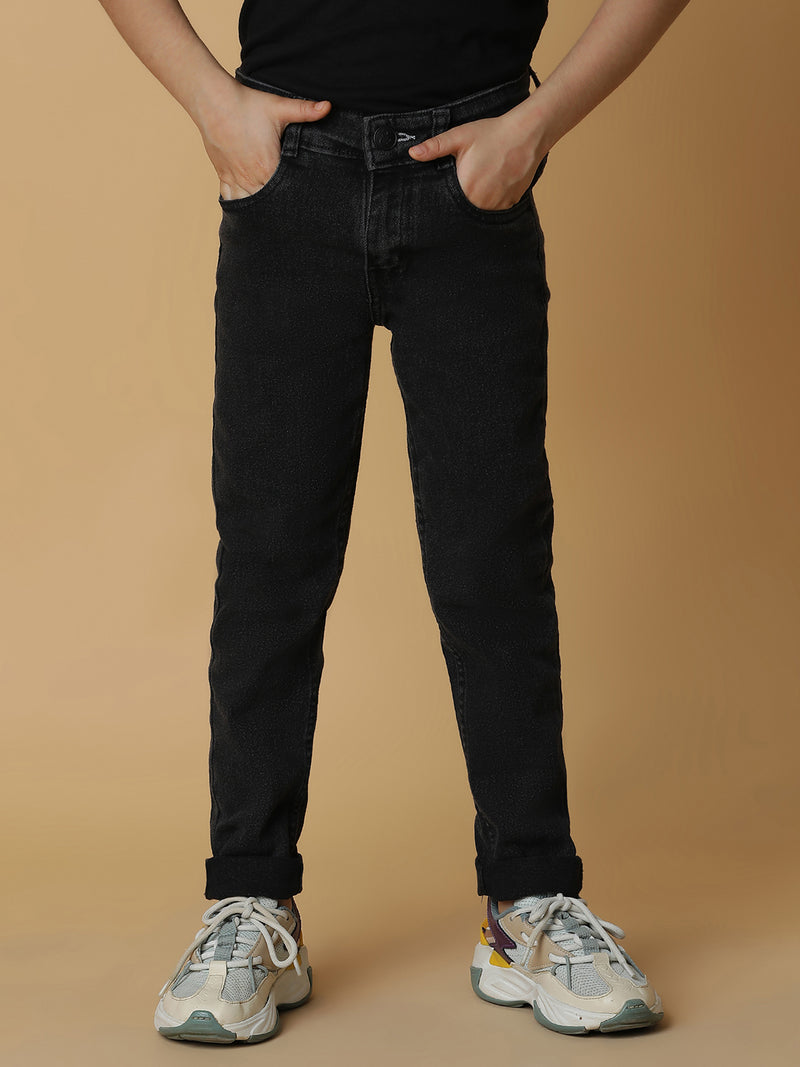 Boys Charcoal Grey Casual Jeans