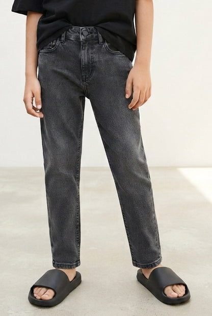 Boys Charcoal Grey Casual Jeans