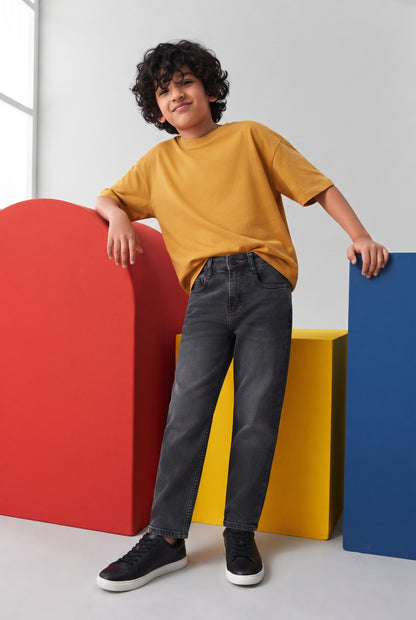 Boys Grey Slim Fit Denim Jeans