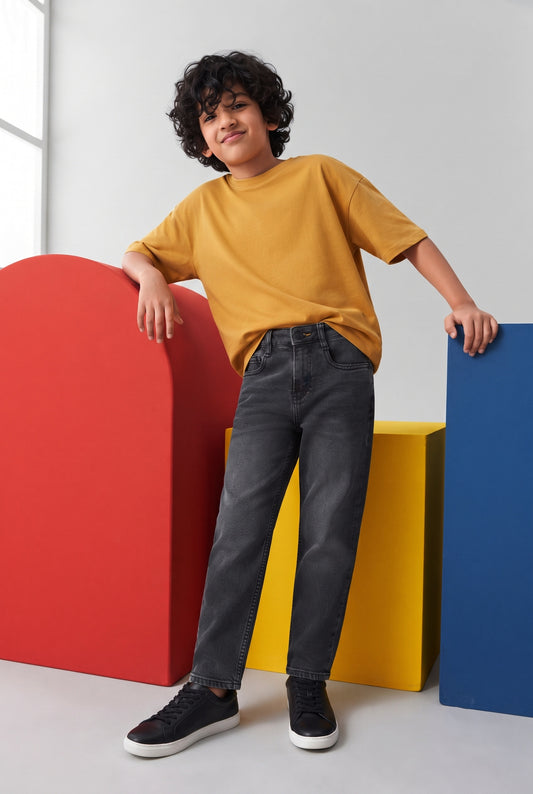 Boys Grey Slim Fit Denim Jeans