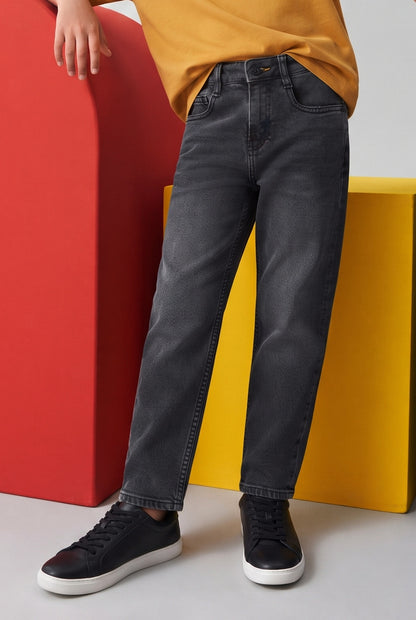Boys Grey Slim Fit Denim Jeans