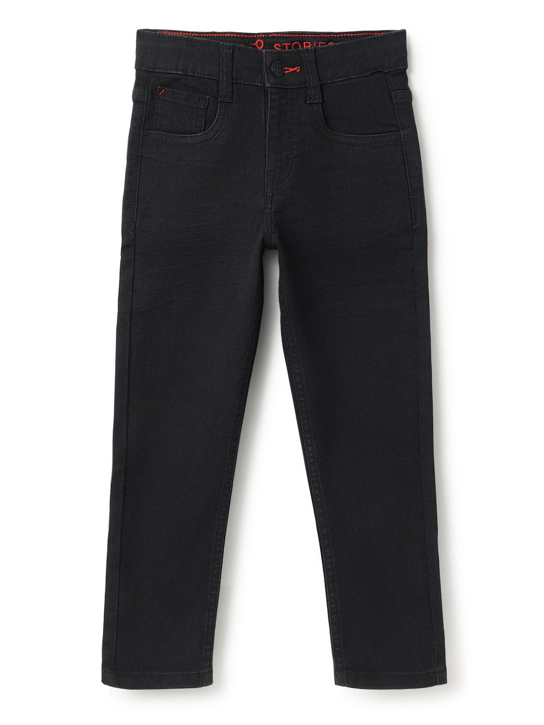 Boys Slim Fit Black Casual Denim Jeans
