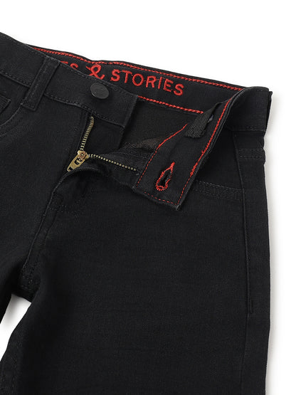 Boys Slim Fit Black Casual Denim Jeans