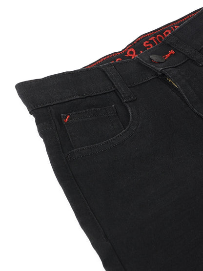 Boys Slim Fit Black Casual Denim Jeans