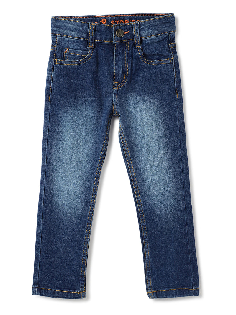 Boys Dark Blue Slim Fit Casual Denim Jeans