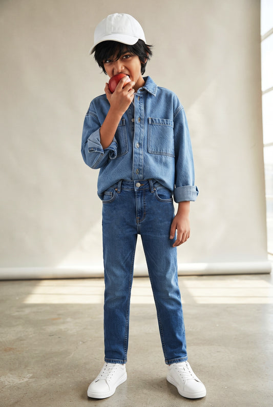Boys Mid Blue Slim Fit Casual Denim Jeans