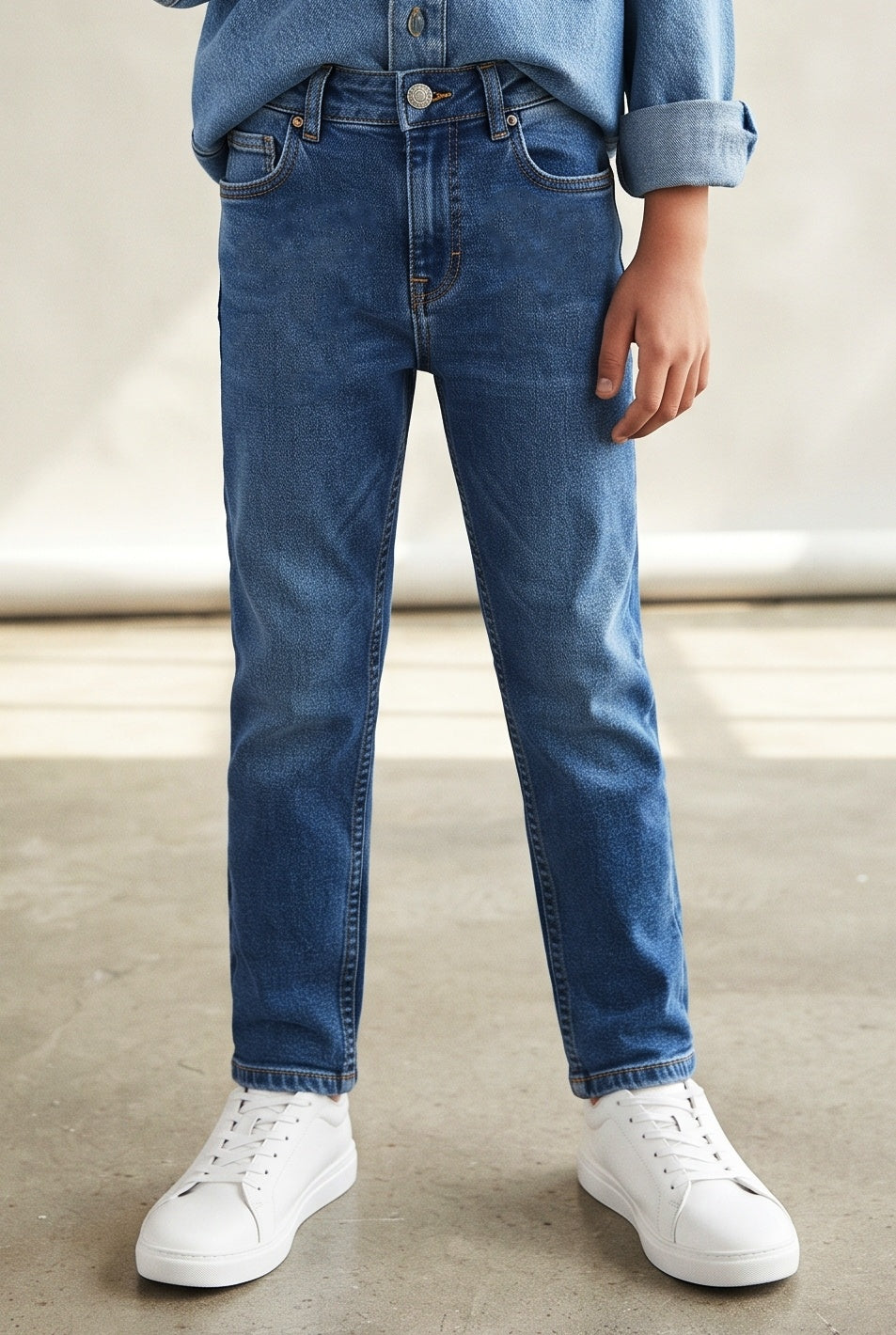 Boys Mid Blue Slim Fit Casual Denim Jeans