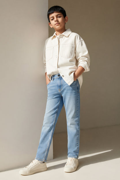 Boys Light Blue Slim Fit Denim Jeans