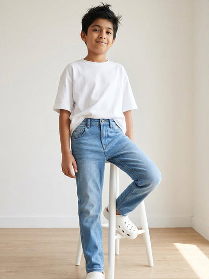 Boys Light Blue Slim Fit Denim Jeans