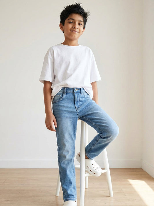 Boys Light Blue Slim Fit Denim Jeans