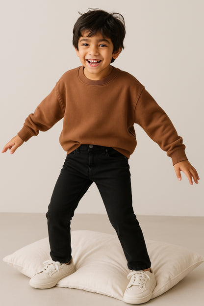 Boys Slim Fit Black Casual Jeans