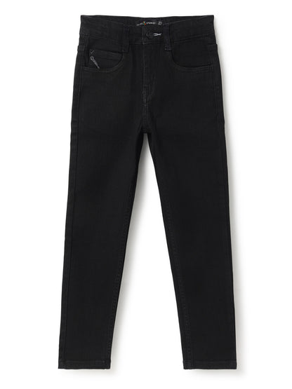 Boys Slim Fit Black Casual Jeans