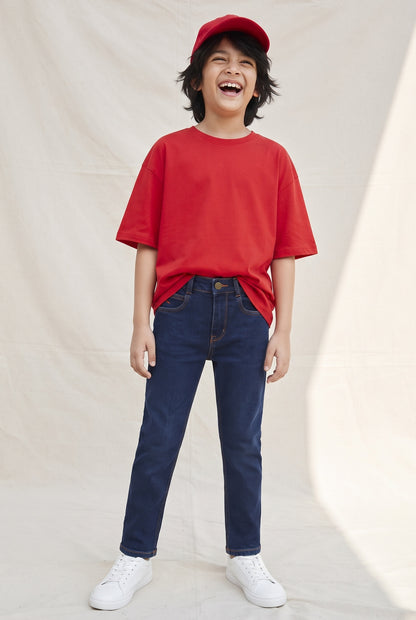Boys Slim Fit Mid Blue Basic Denim Jeans