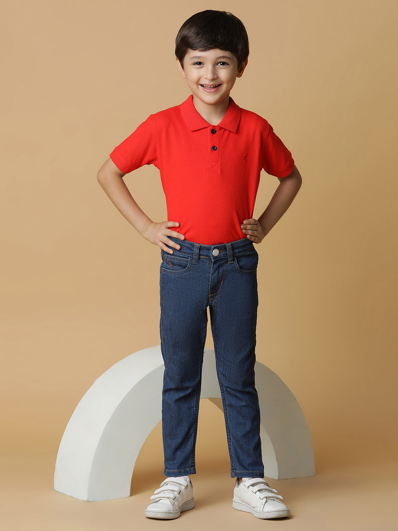 Boys Slim Fit Mid Blue Basic Denim Jeans