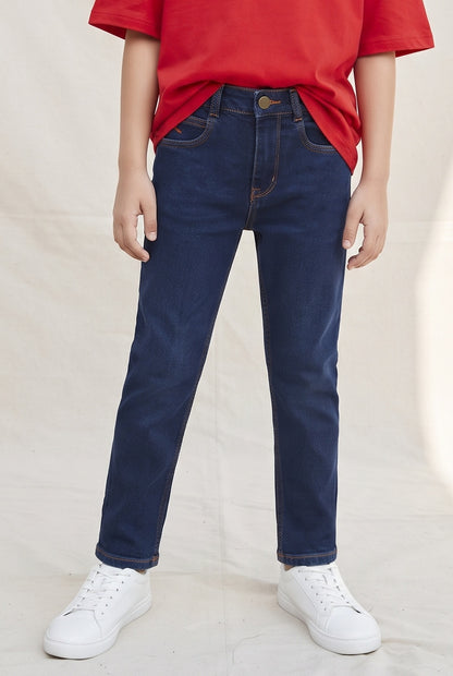 Boys Slim Fit Mid Blue Basic Denim Jeans