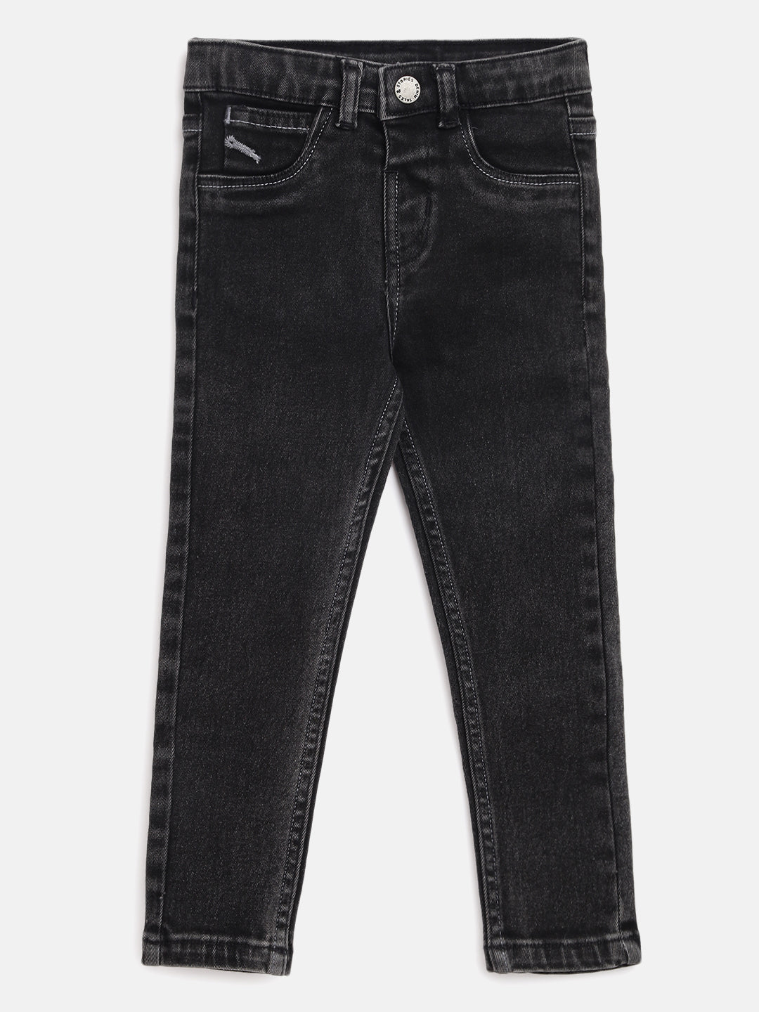 Boys Denim Lycra Dark Grey Washed Jeans