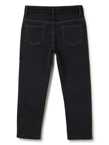 Boys Denim Lycra Dark Grey Washed Jeans