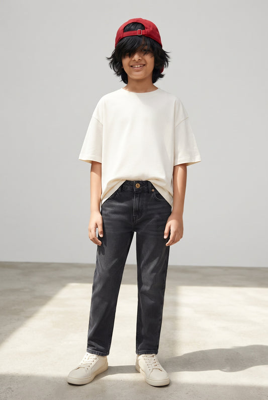 Boys Denim Dark Grey Slim Fit Jeans