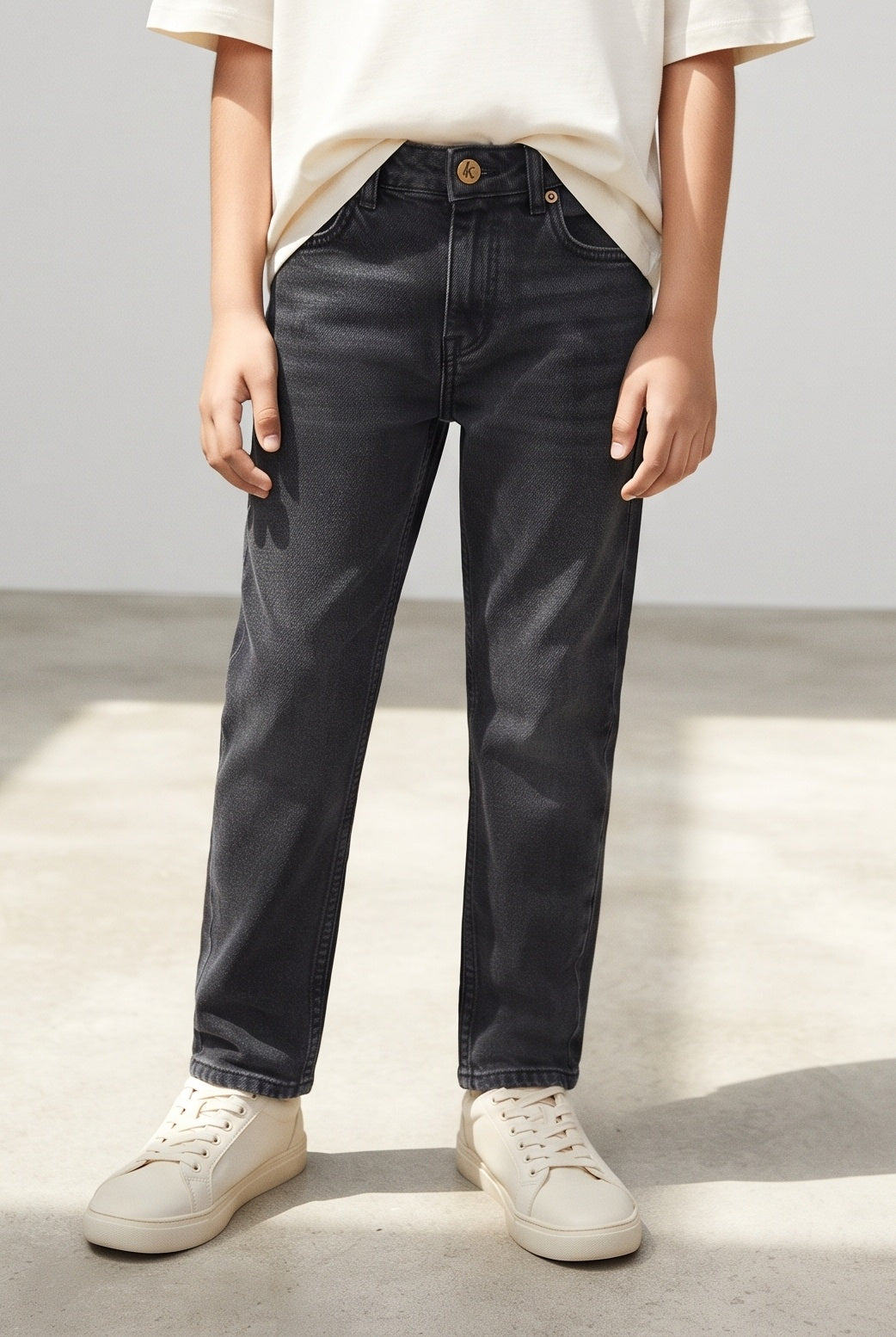 Boys Denim Dark Grey Slim Fit Jeans