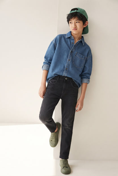 Boys Black Denim Slim Fit Jeans