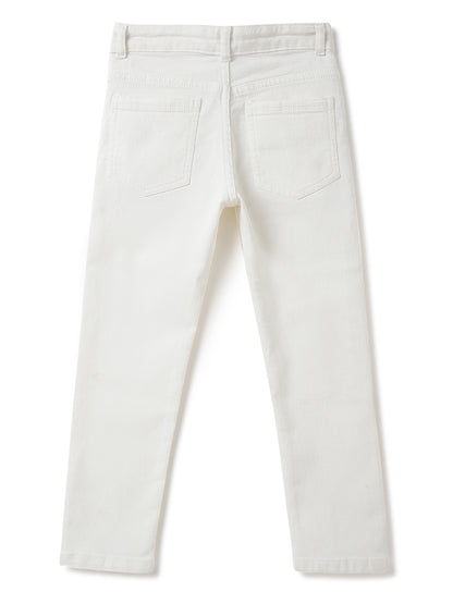 Boys White Denim Lycra Slim fit Jeans