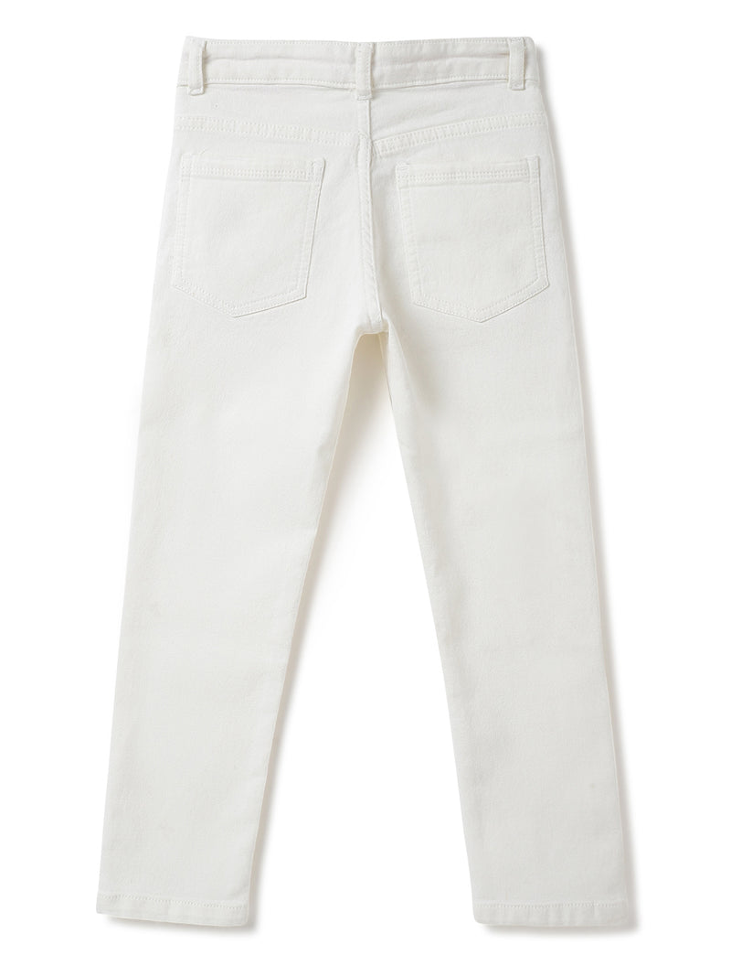 Boys White Denim Lycra Slim fit Jeans