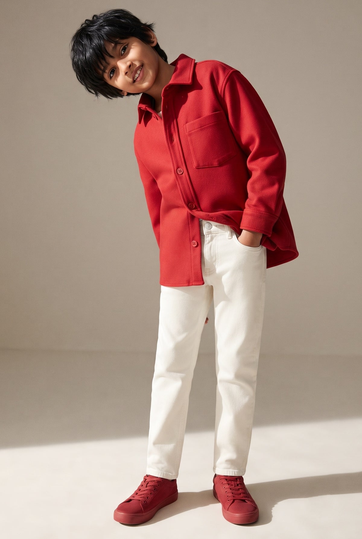Boys White Denim Lycra Slim fit Jeans
