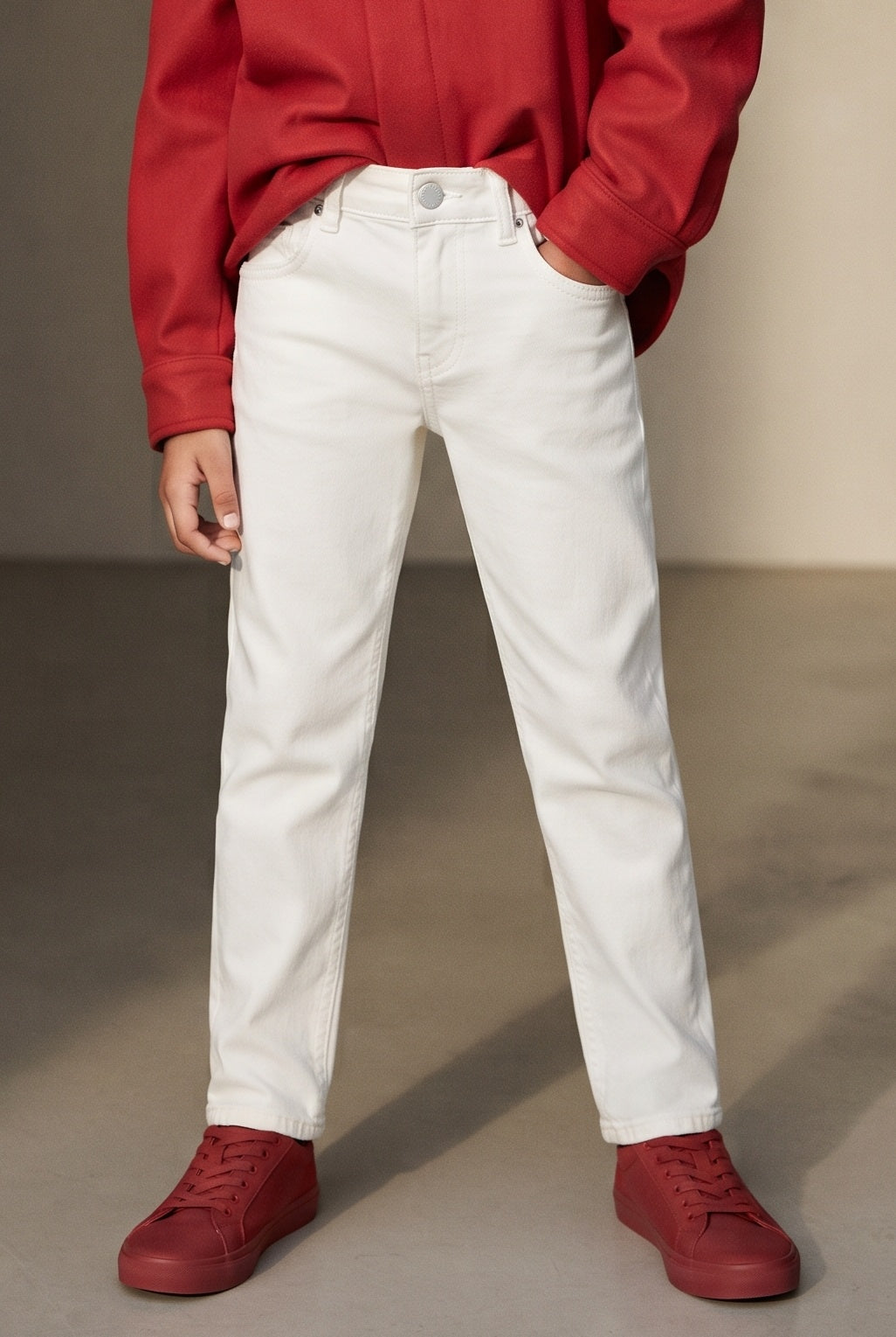 Boys White Denim Lycra Slim fit Jeans