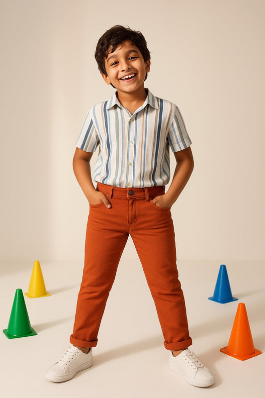 Boys Rust Cotton Trouser