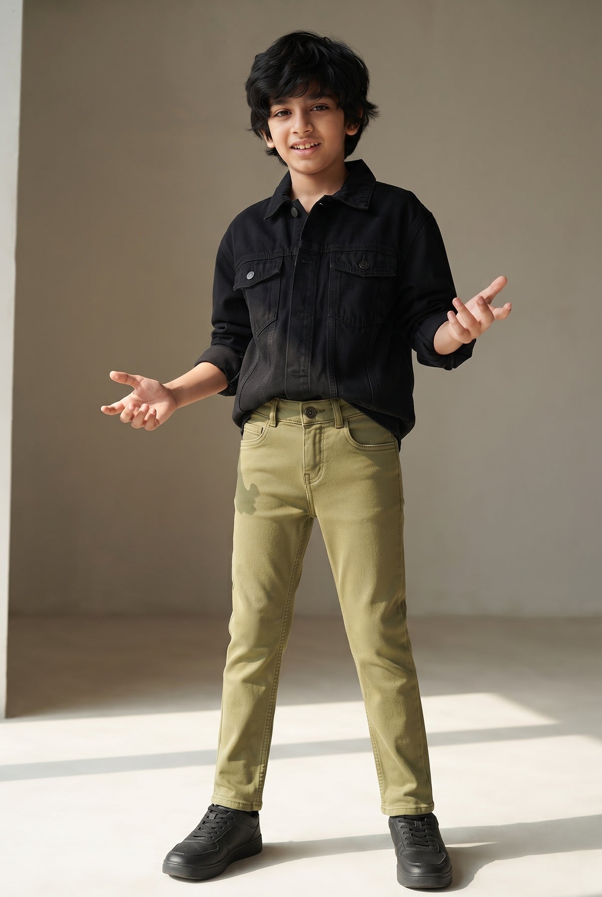 Boys Olive Cotton Trouser