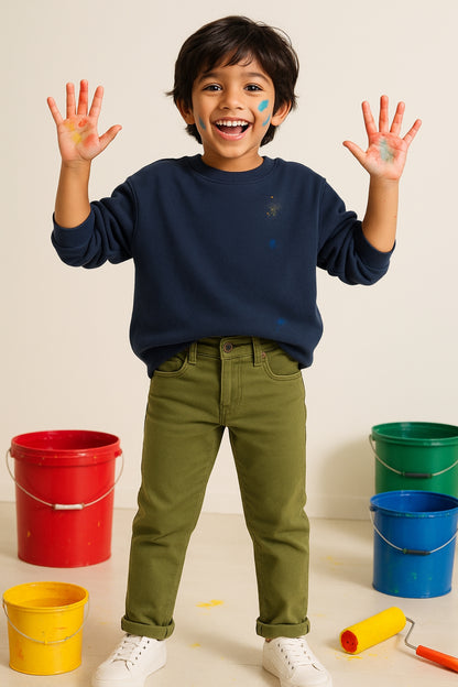 Boys Olive Cotton Trouser