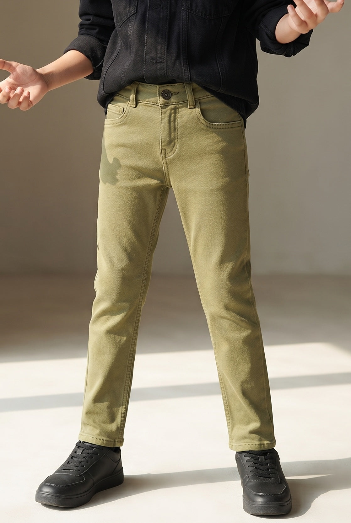 Boys Olive Cotton Trouser