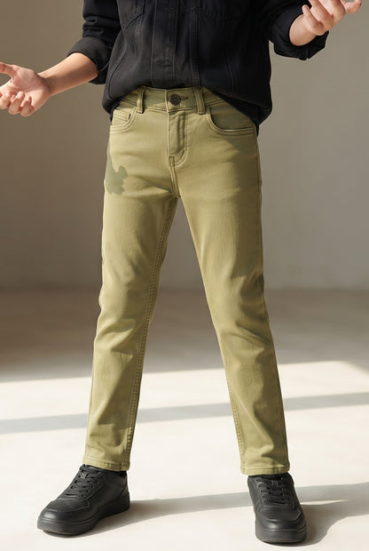 Boys Olive Cotton Trouser
