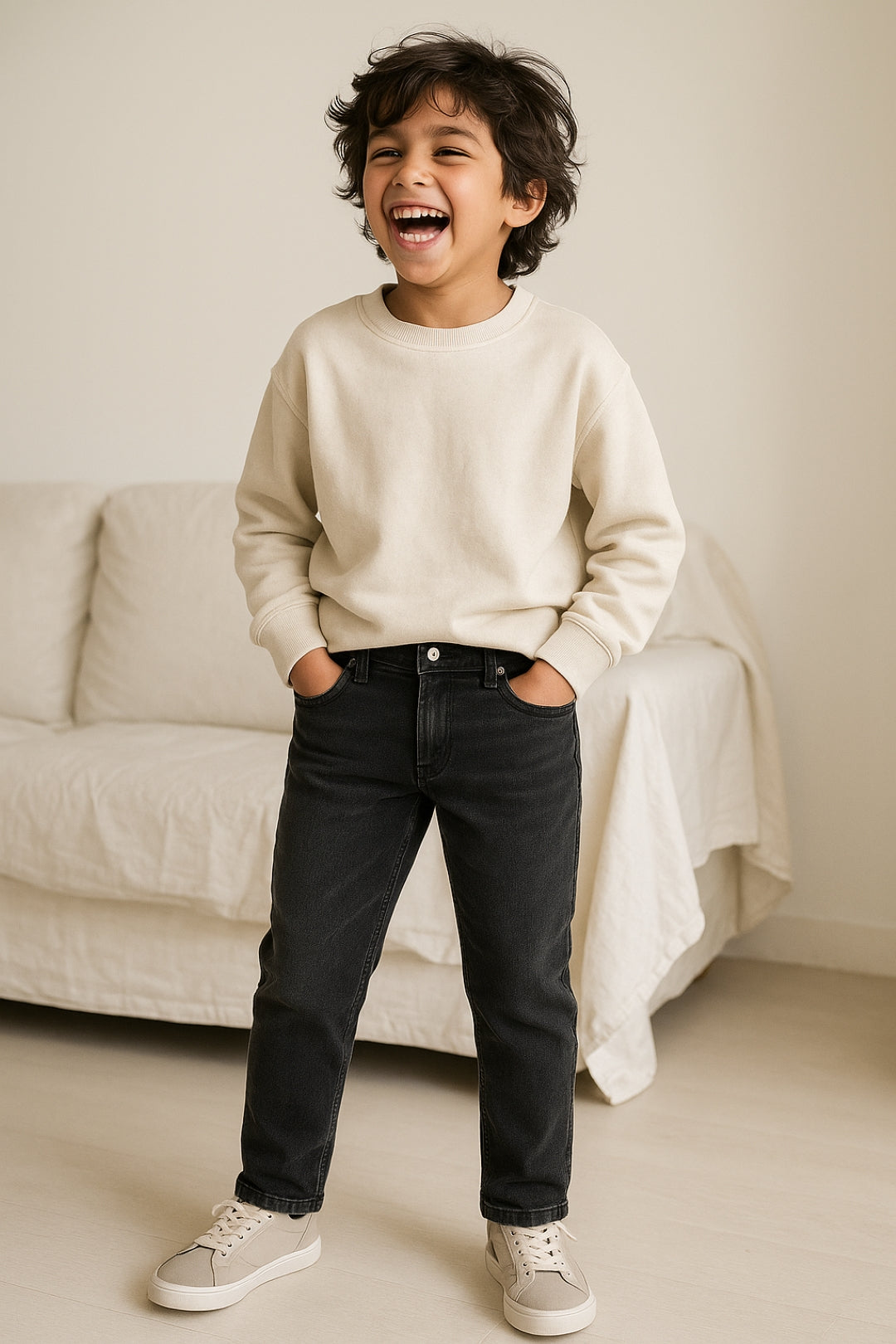 Boys Denim Dark Grey Slim Fit Jeans