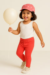 Girls Lycra Red Ankle Length Jengging