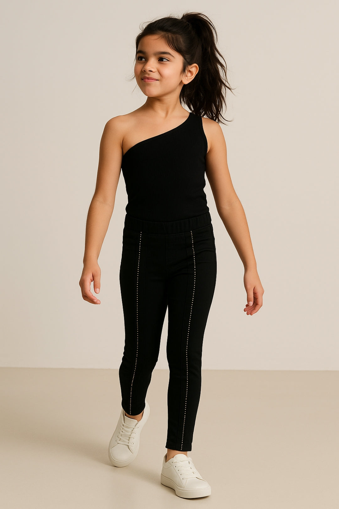 Girls Black Denim Jegging